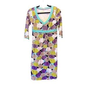 Boden Floral Knit Dress | Size 4L | Stretch Jersey Midi